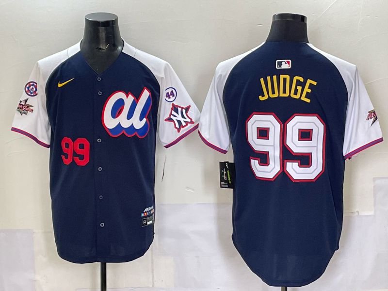 Men 2025 New York Yankees 99 Judge Drak Blue white All star Nike MLB Jersey style 56